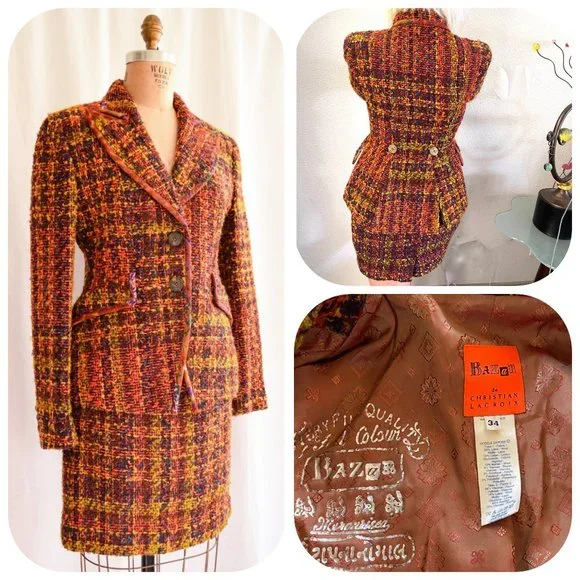 Auc Christian Lacroix Boucle Tweed 2 pisses suit - Picture 1 of 15